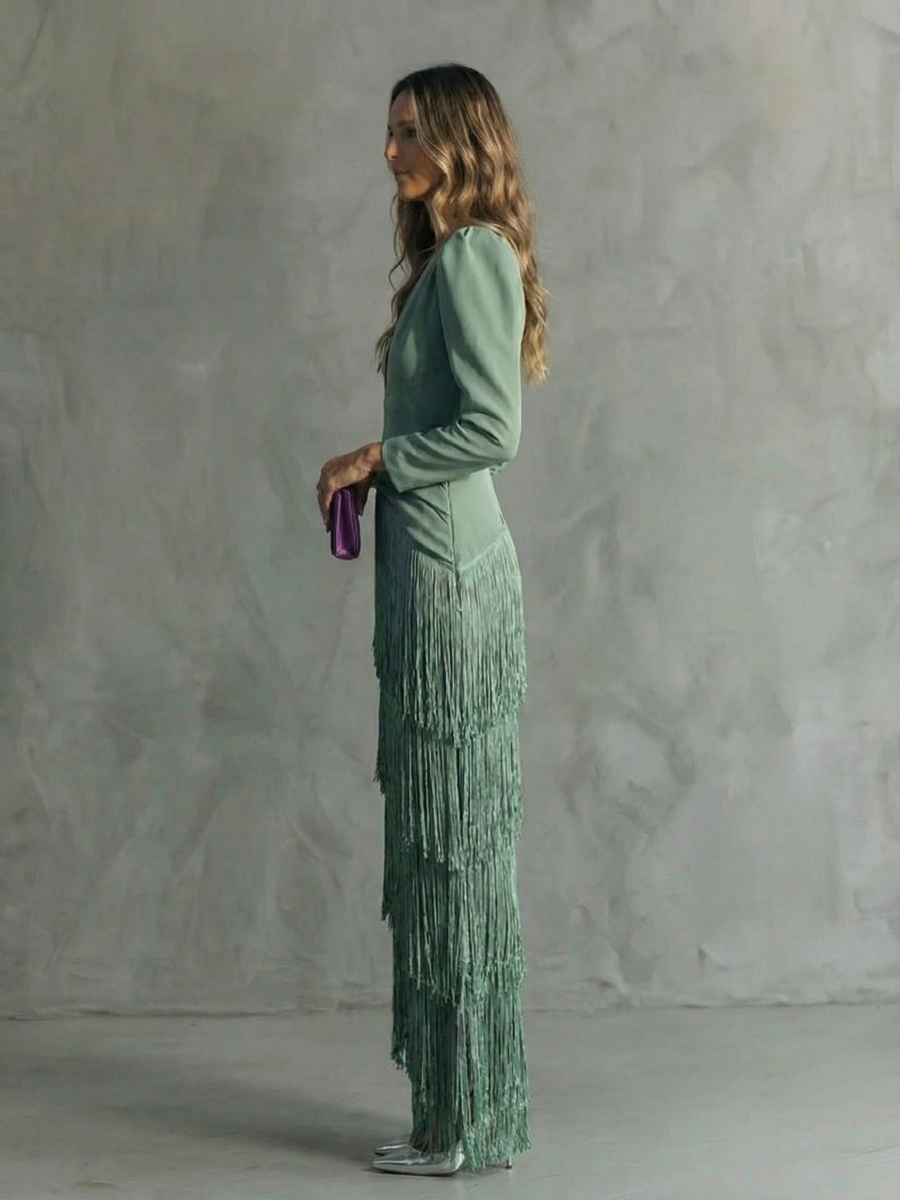 Alesia - Robe midi élégante avec des manches à volants