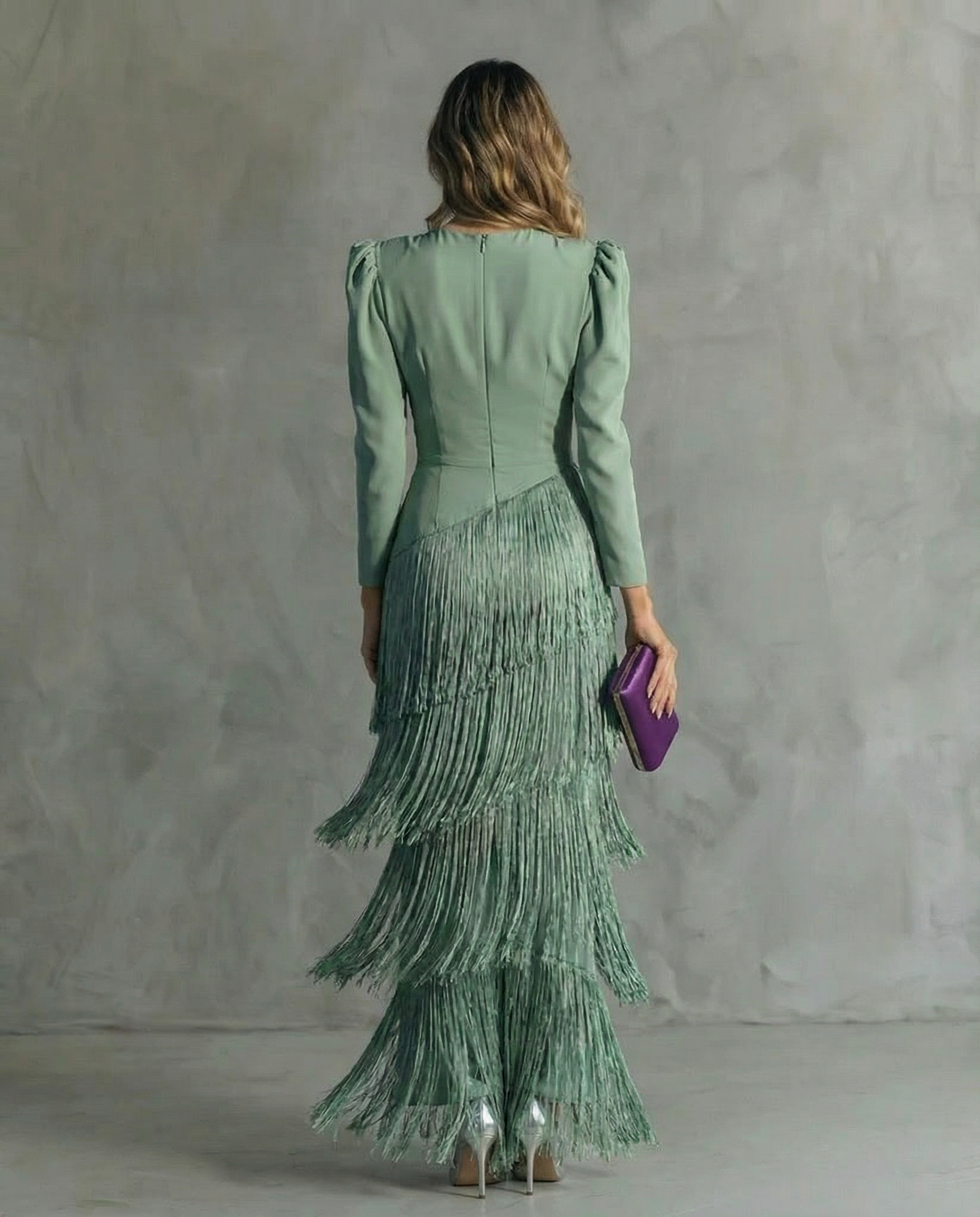 Alesia - Robe midi élégante avec des manches à paillettes