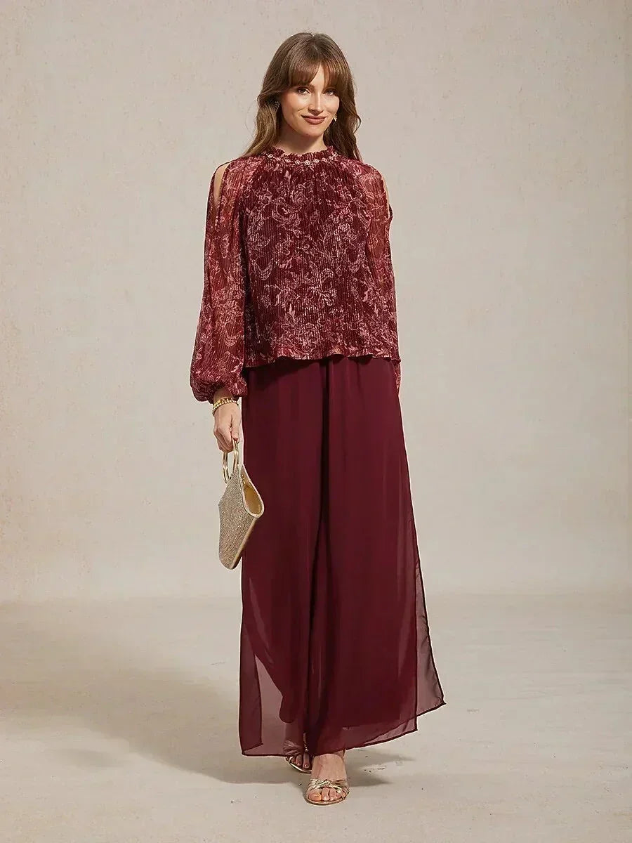 Pantalons à jambes droites avec une couche de chiffon découpée