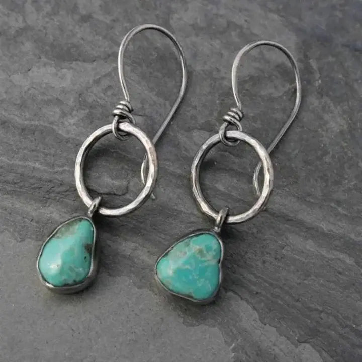 Boucles d'oreilles en argent vintage avec pierre turquoise