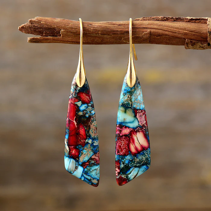 Boucles d'oreilles en pierres colorées