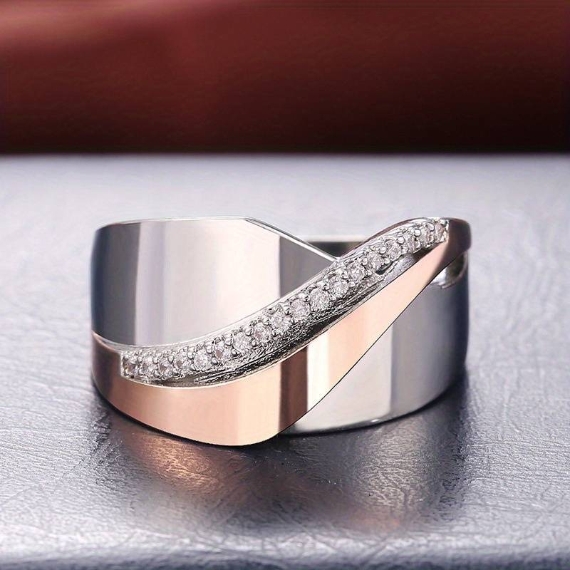 Bague élégante en or rose scintillant