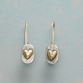 Boucles d'oreilles en forme de cœur en argent et en or