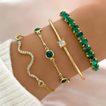Ensemble de bracelets vintage avec zirconium vert