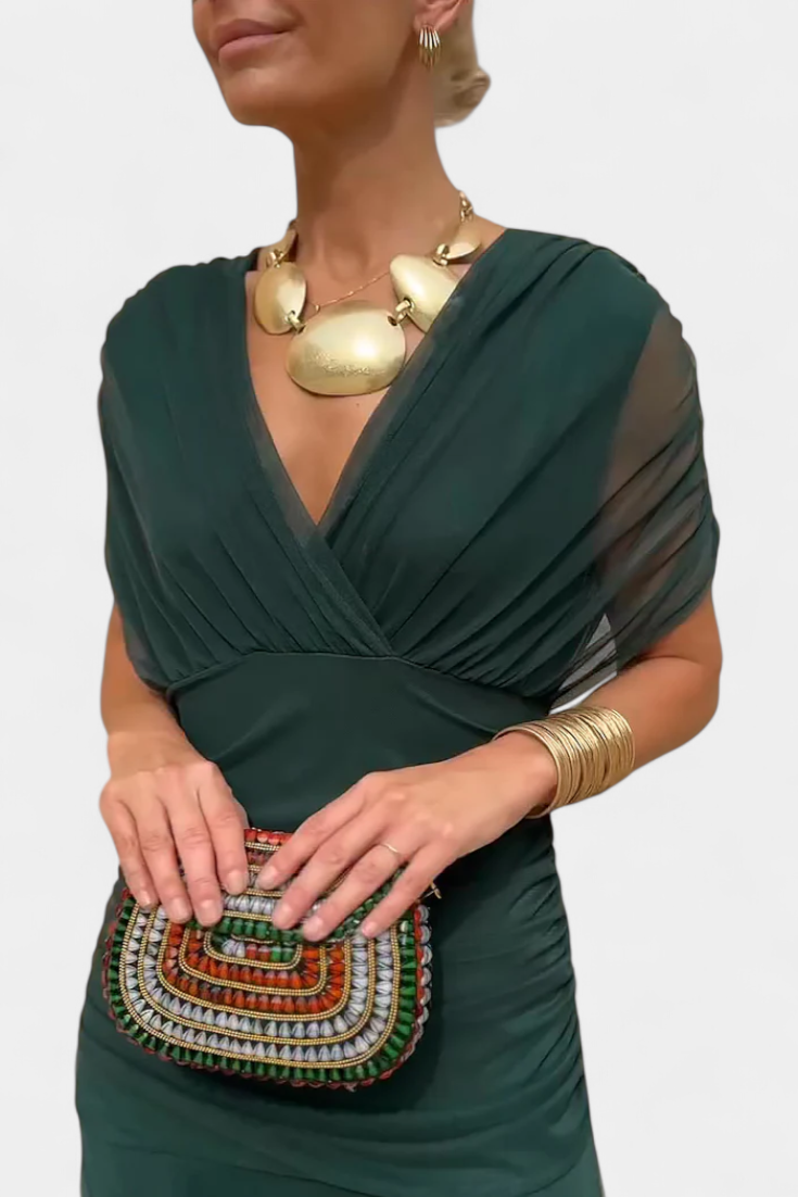 Florendra | Robe longue à fleurs avec col en V