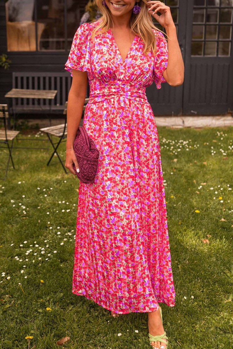 Pologne - Robe longue à fleurs