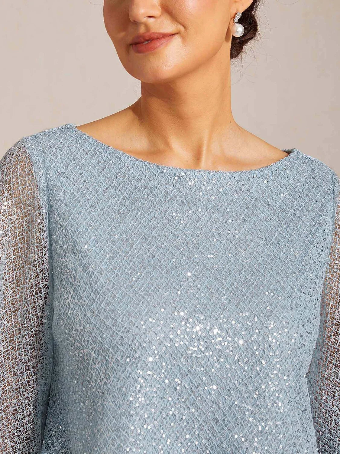 Top en tulle à plusieurs couches avec paillettes et manches en forme de cloche