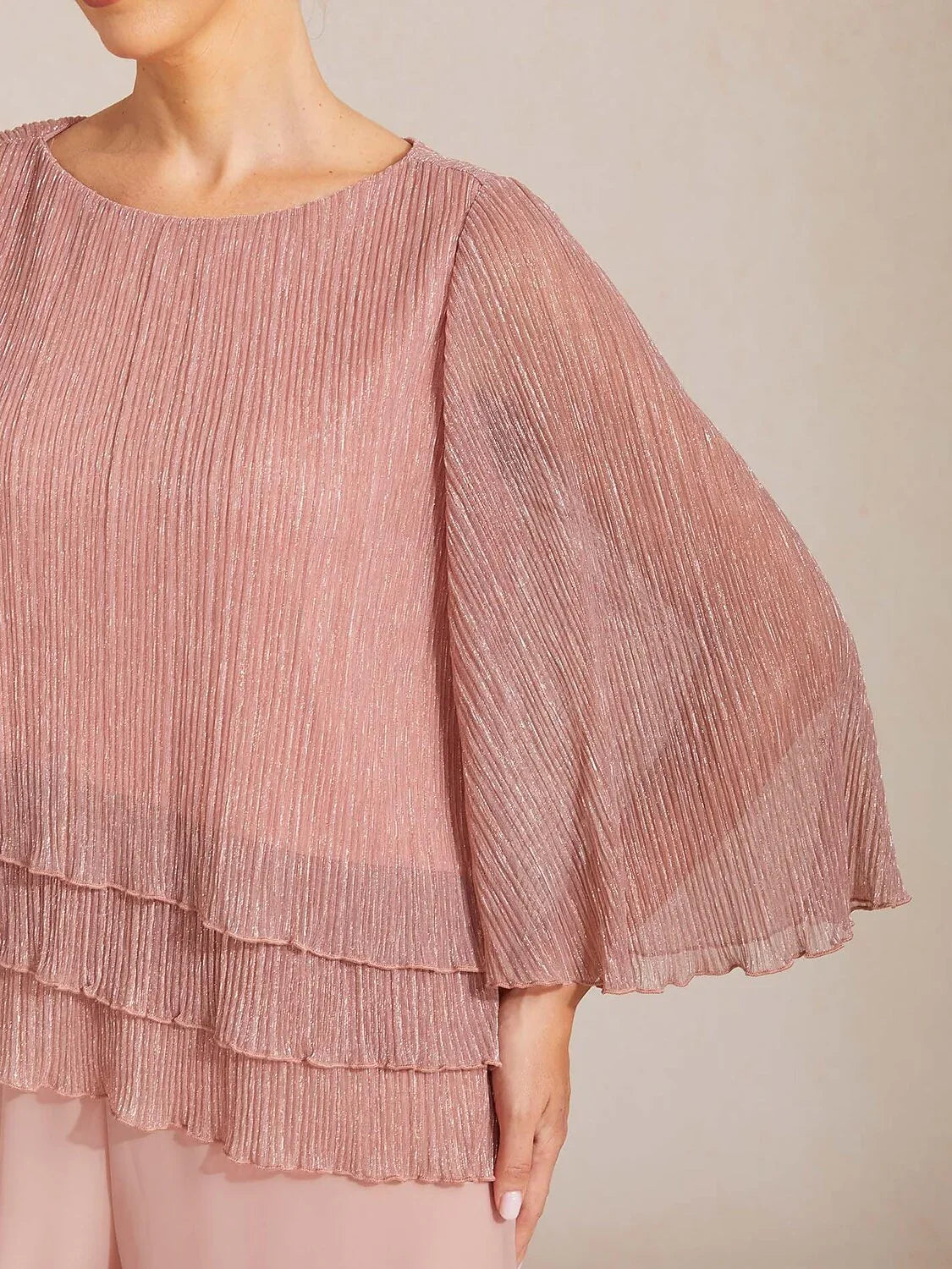 Chemise à couches asymétrique en chiffon froissé métallique