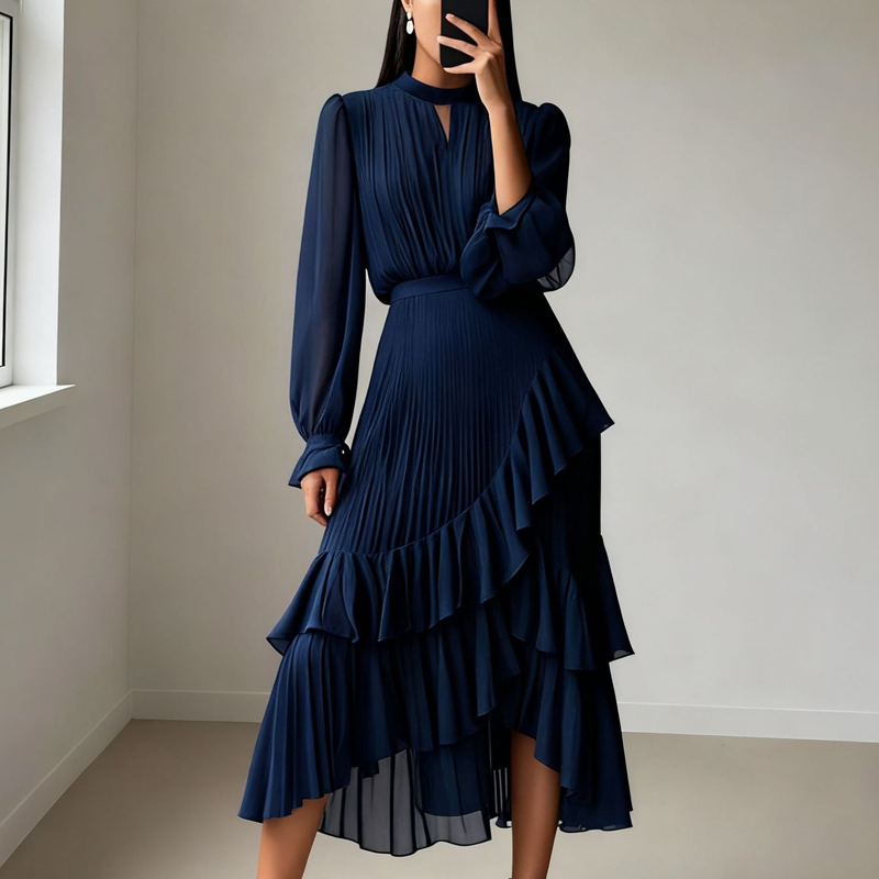 Robe midi élégante avec plis