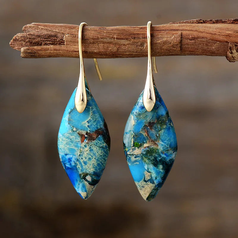 Boucles d'oreilles goutte avec pierre naturelle