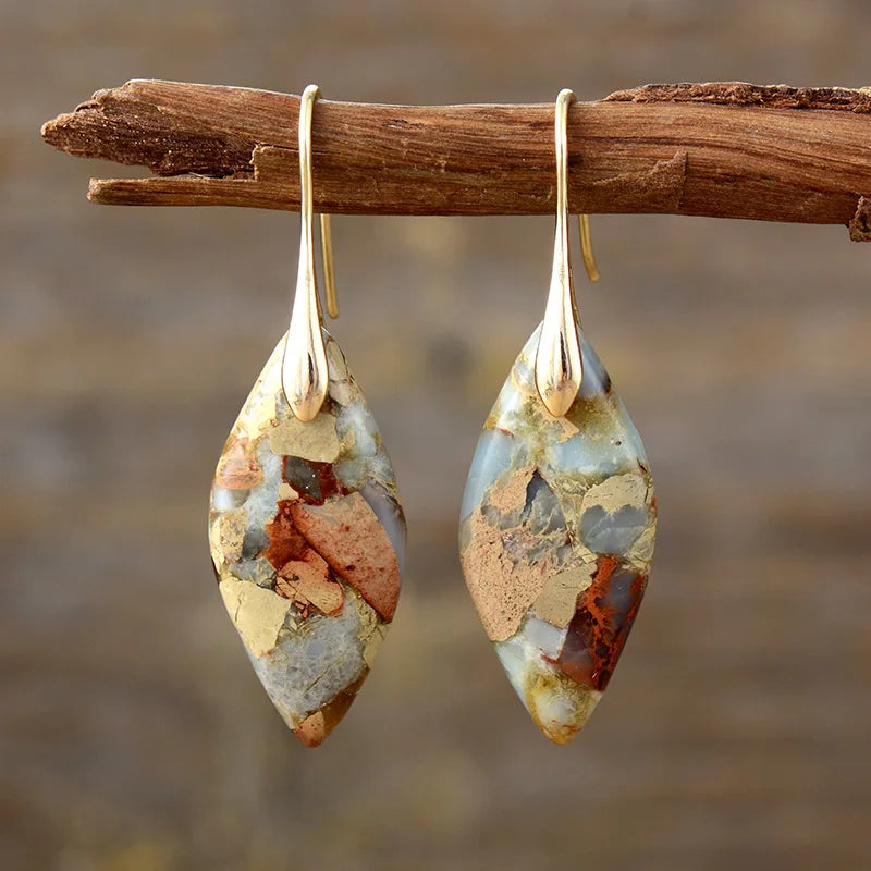 Boucles d'oreilles goutte avec pierre naturelle