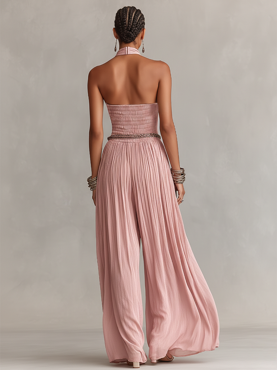 Body pour femmes en couleur blush avec col montant et taille froncée, style romantique-élegant intemporel (sans ceinture) MDZ1133B7I