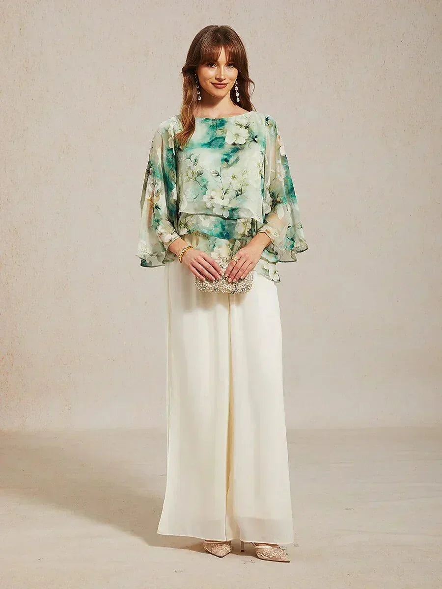 Chemisier en chiffon avec dentelle et motif floral