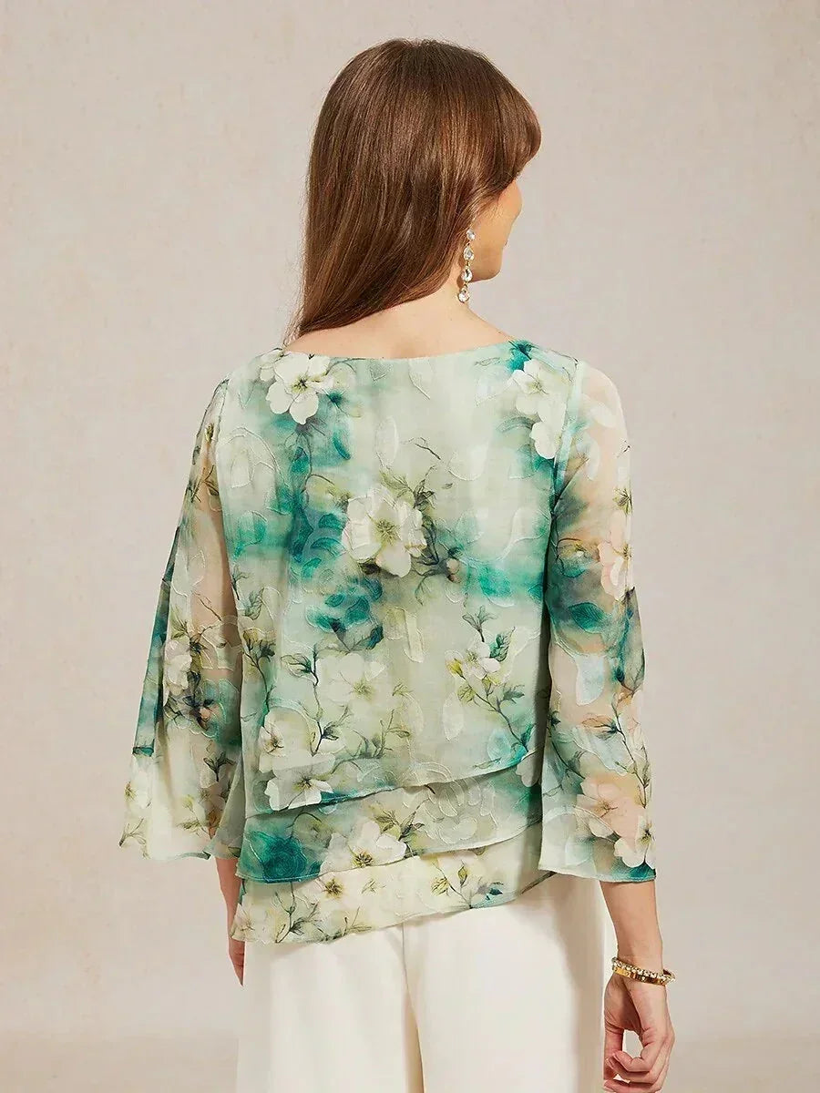 Chemise en chiffon à dentelle avec imprimé floral