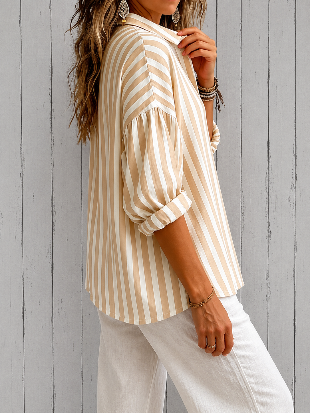 T-shirt | Blouse décontractée à rayures avec col