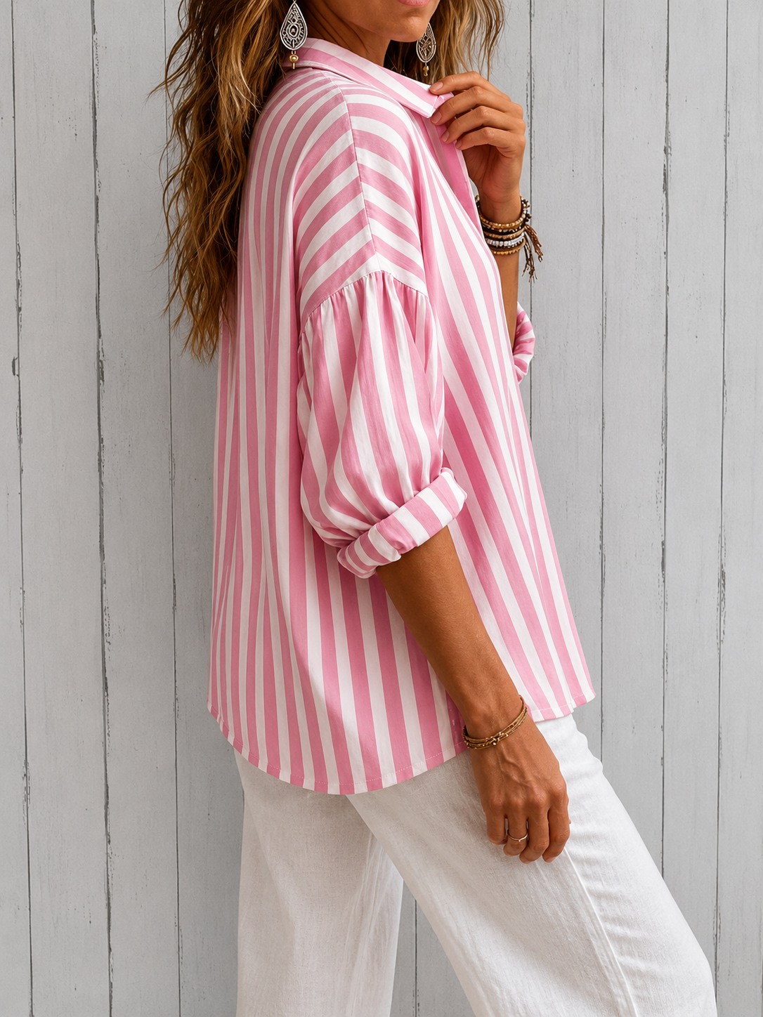 T-shirt | Blouse décontractée à rayures avec col