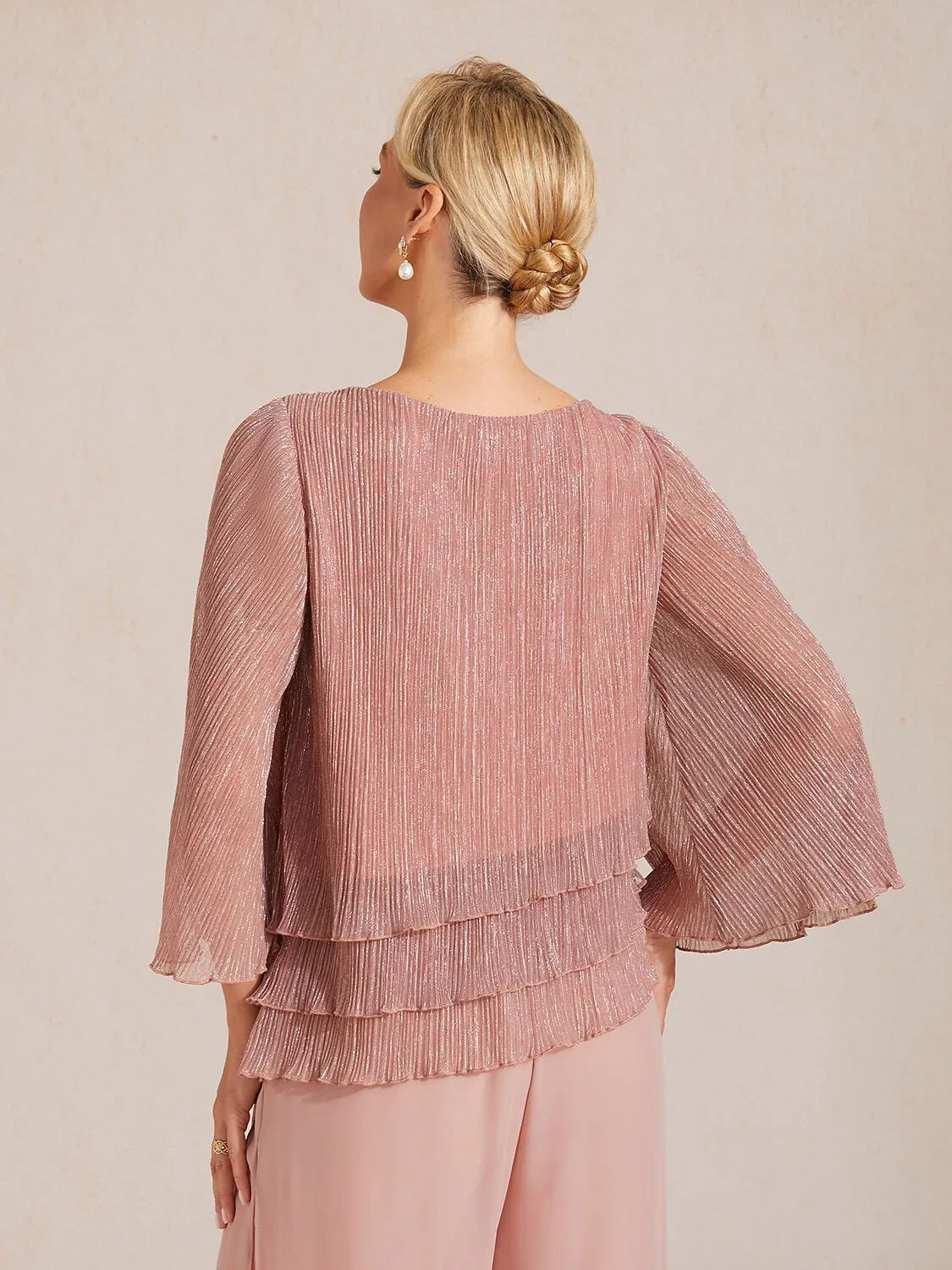 Chemise à couches asymétrique en chiffon froissé métallique
